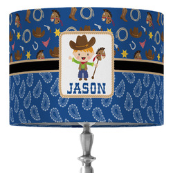Blue Western 16" Drum Lamp Shade - Fabric (Personalized)