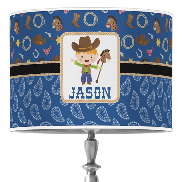 Custom Blue Western 16" Drum Lamp Shade - Poly-film (Personalized)