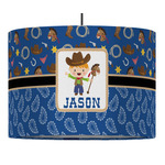 Blue Western 16" Drum Pendant Lamp - Fabric (Personalized)