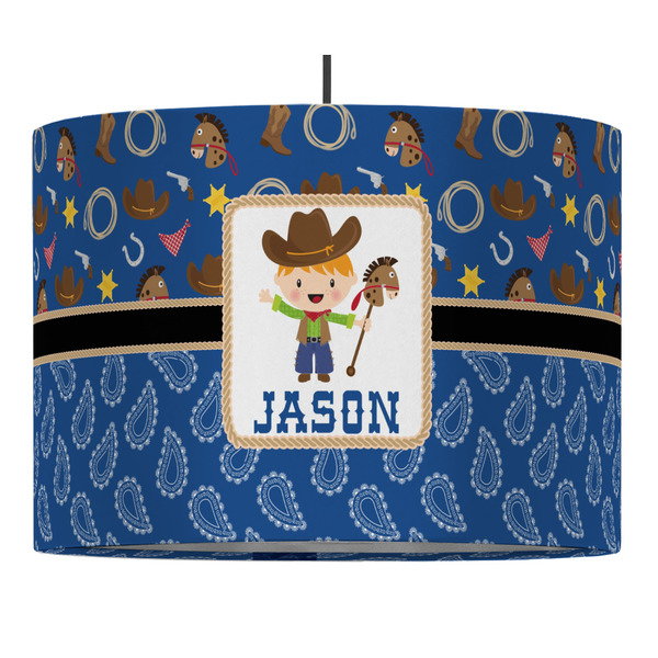 Custom Blue Western Drum Pendant Lamp (Personalized)