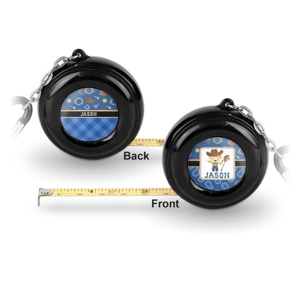 Blue Western 6-Ft Pocket Tape Measure with Carabiner Hook - Front and Back