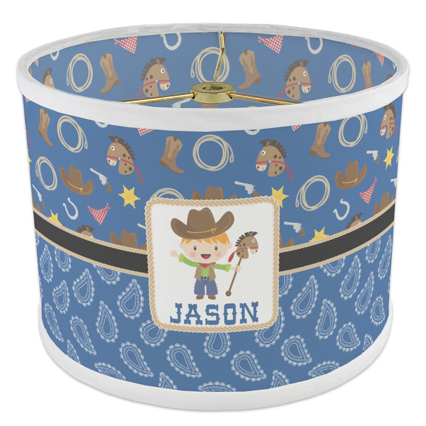 Blue Western 8" Drum Lampshade - ANGLE Poly-Film
