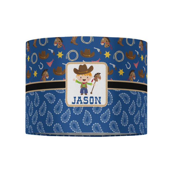 Blue Western 8" Drum Lampshade - FRONT (Fabric)