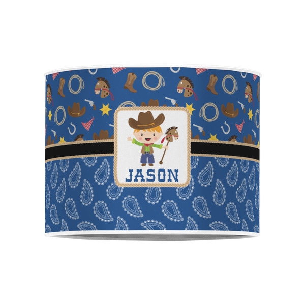 Blue Western 8" Drum Lampshade - FRONT (Poly Film)