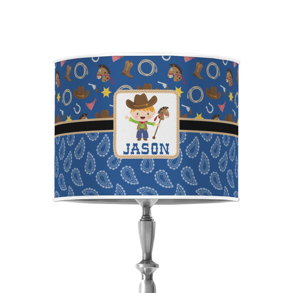 Custom Blue Western 8" Drum Lamp Shade - Poly-film (Personalized)