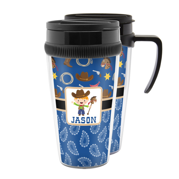 Custom Blue Western Acrylic Travel Mug (Personalized)