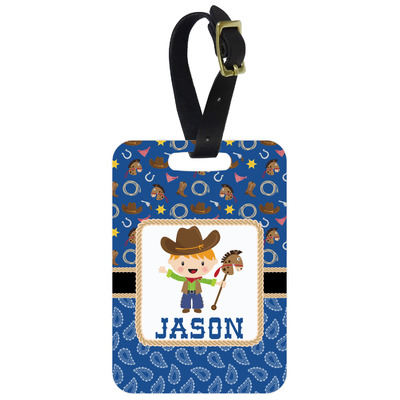 Blue Western Metal Luggage Tag w/ Name or Text