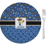 Blue Western 8" Glass Appetizer / Dessert Plates - Single or Set (Personalized)
