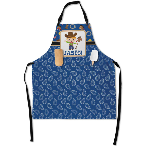 Custom Blue Western Apron With Pockets w/ Name or Text