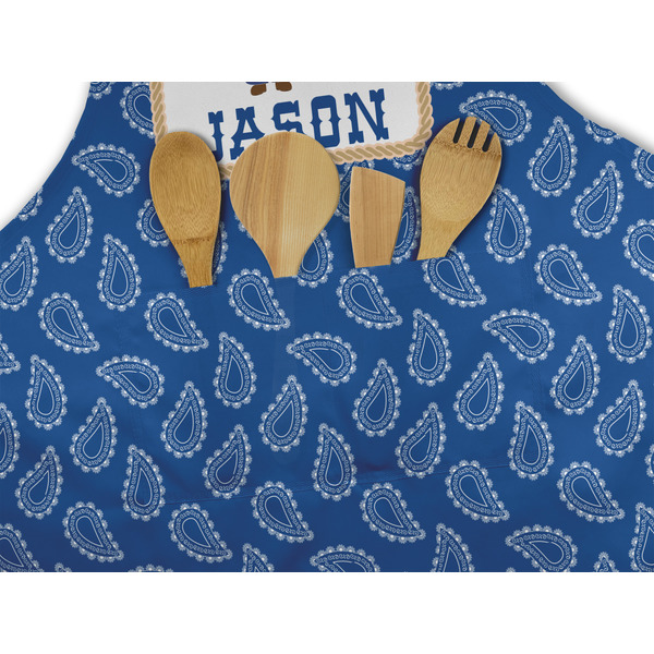 Blue Western Apron - Pocket Detail with Props