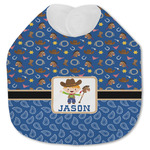 Blue Western Jersey Knit Baby Bib w/ Name or Text