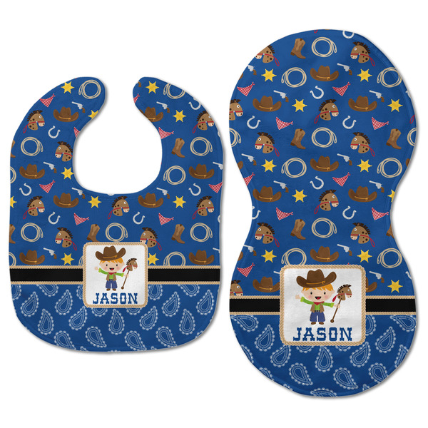Blue Western Baby Bib & Burp Set - Approval (new bib & burp)