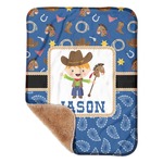 Blue Western Sherpa Baby Blanket - 30" x 40" w/ Name or Text