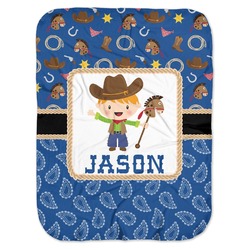 Blue Western Baby Swaddling Blanket (Personalized)