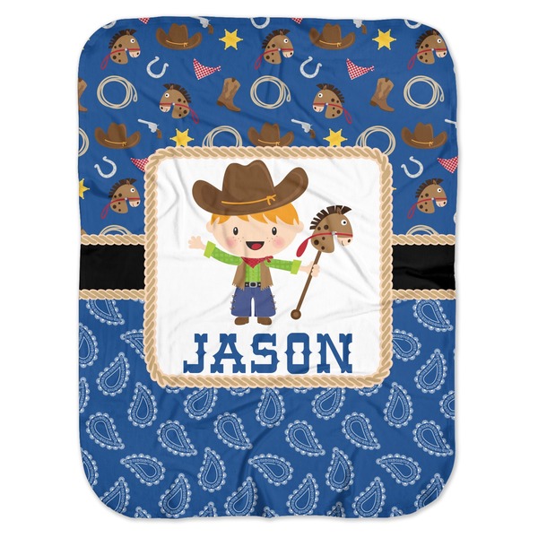 Custom Blue Western Baby Swaddling Blanket (Personalized)