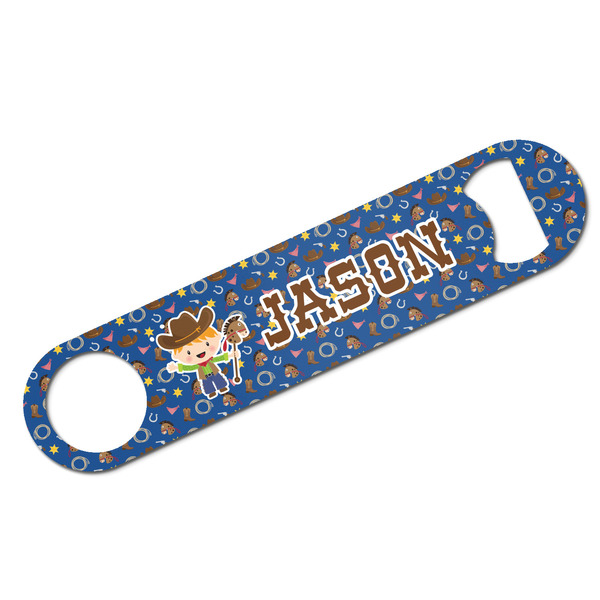 Custom Blue Western Bar Bottle Opener w/ Name or Text