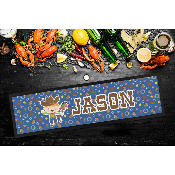 Blue Western Bar Mat - Large - LIFESTYLE