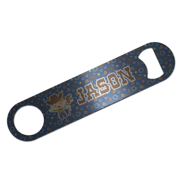 Blue Western Bar Opener - Silver - Front