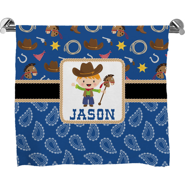 Custom Blue Western Bath Towel (Personalized)