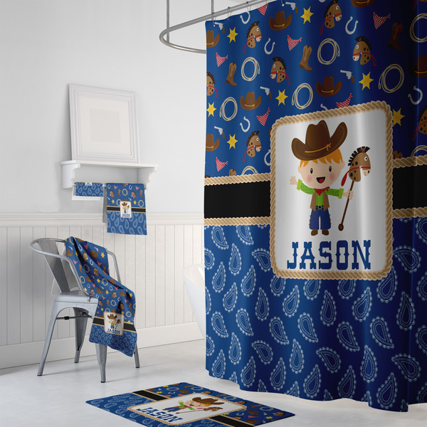 Blue Western Bath Towel Sets - 3-piece - In Context