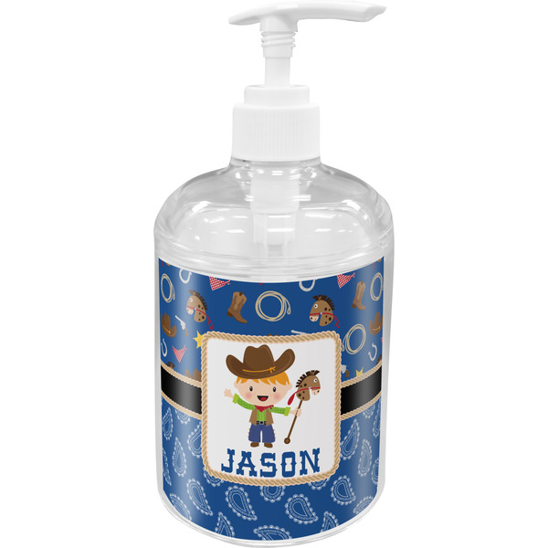 Custom Blue Western Acrylic Soap & Lotion Bottle (Personalized)