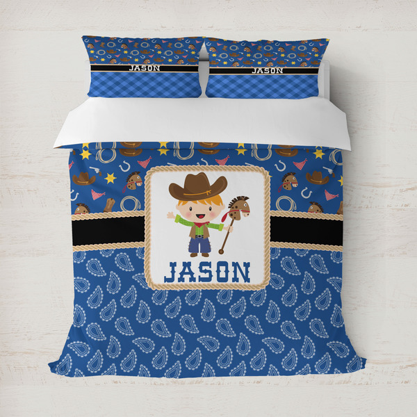 Custom Blue Western Duvet Cover Set - Full / Queen (Personalized)