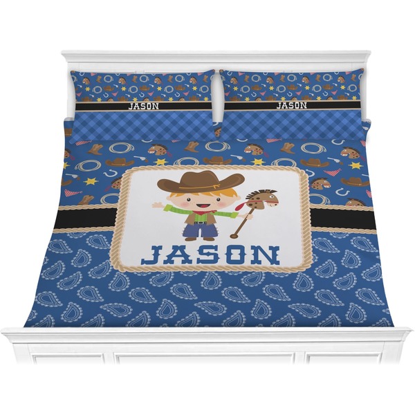 Custom Blue Western Comforter Set - King (Personalized)
