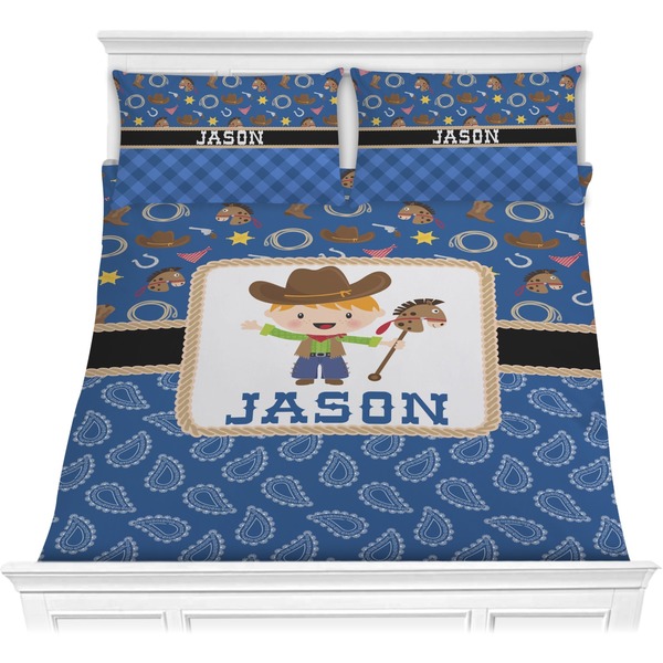 Custom Blue Western Comforter Set - Full / Queen (Personalized)