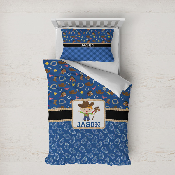 Custom Blue Western Duvet Cover Set - Twin XL (Personalized)