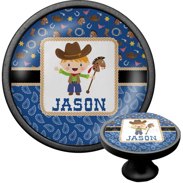 Custom Blue Western Cabinet Knob (Black) (Personalized)