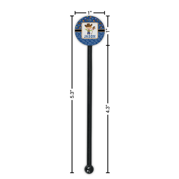Blue Western Black Plastic 5.5" Stir Stick - Round - Dimensions