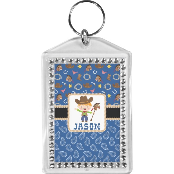 Custom Blue Western Bling Keychain (Personalized)