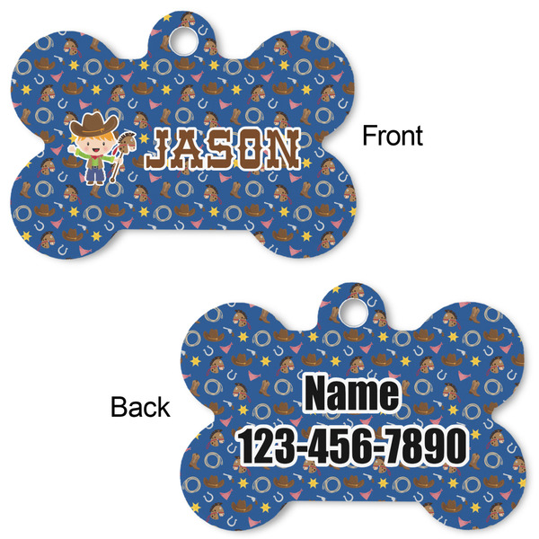 Blue Western Bone Shaped Dog ID Tag - Large - Approval
