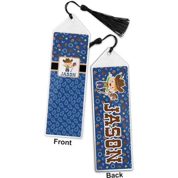 Blue Western Bookmark with tassel - Front and Back