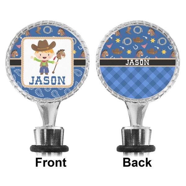 Blue Western Bottle Stopper - Front and Back