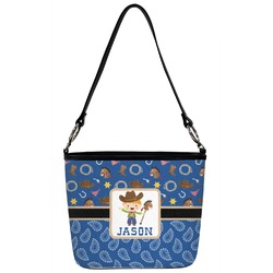 Blue Western Bucket Bag w/ Genuine Leather Trim (Personalized)