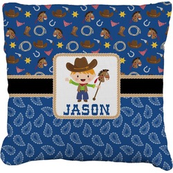 Blue Western Faux-Linen Throw Pillow 26" (Personalized)