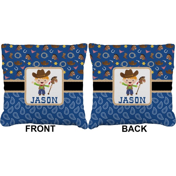 Blue Western Burlap Pillow Approval