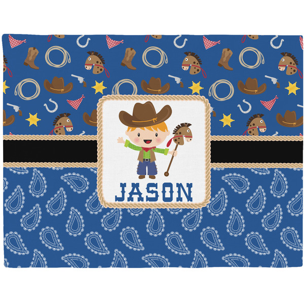 Custom Blue Western Woven Fabric Placemat - Twill w/ Name or Text