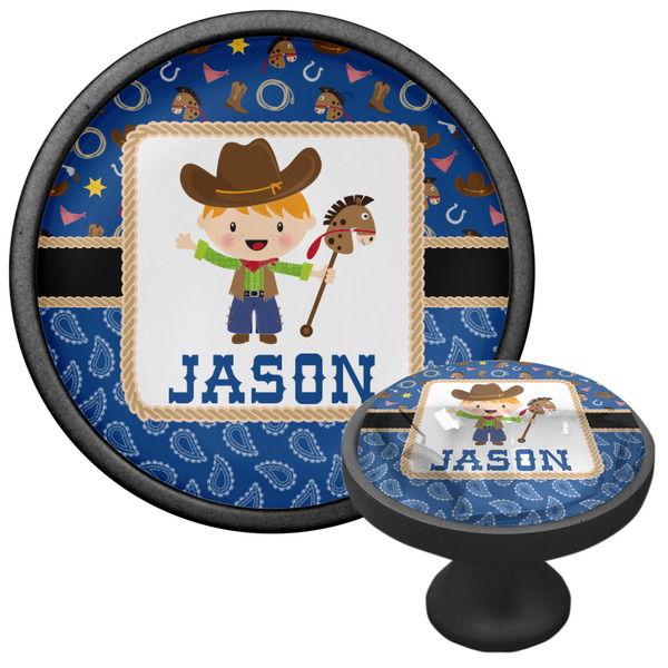 Blue Western Cabinet Knob - Black - Multi Angle