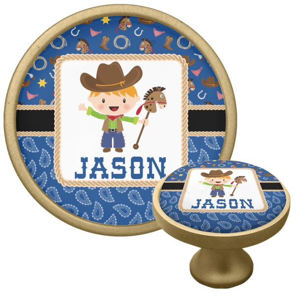 Blue Western Cabinet Knob - Gold - Multi Angle