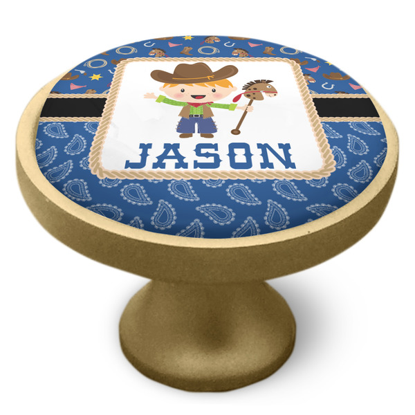 Blue Western Cabinet Knob - Gold - Side