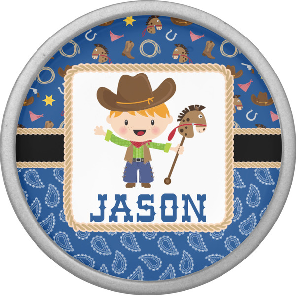 Blue Western Cabinet Knob - Nickel - Front