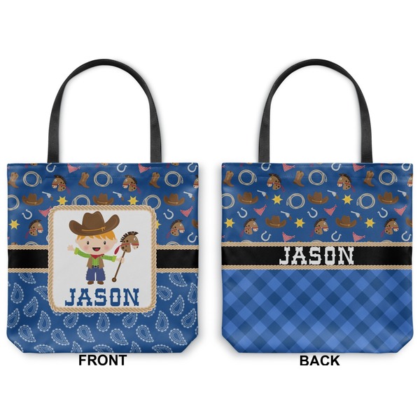 Blue Western Canvas Tote - Front and Back