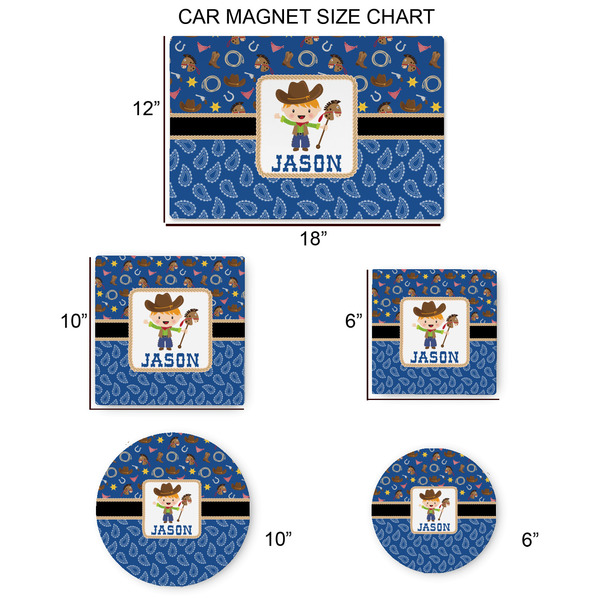 Blue Western Car Magnets - SIZE CHART