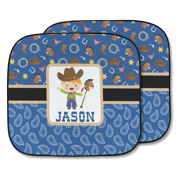 Custom Blue Western Car Sun Shade - Two Piece (Personalized)