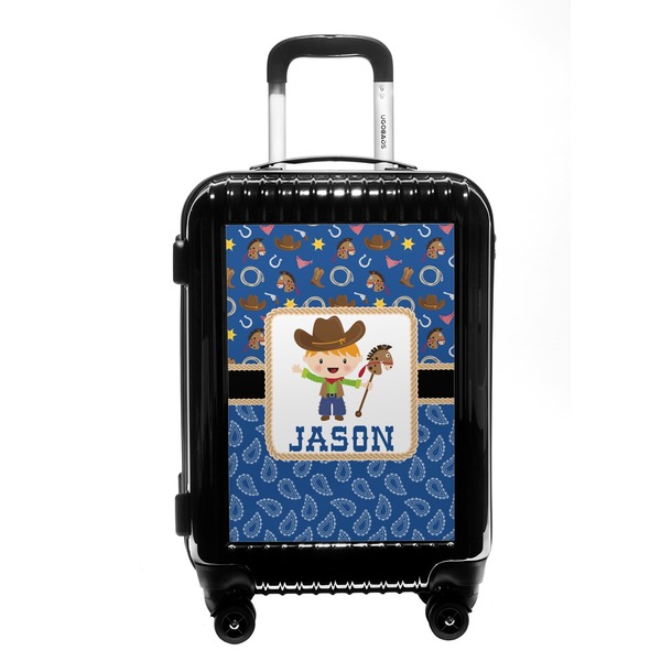 Custom Blue Western Carry On Hard Shell Suitcase (Personalized)