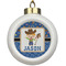 Blue Western Ceramic Ball Ornament (Personalized)