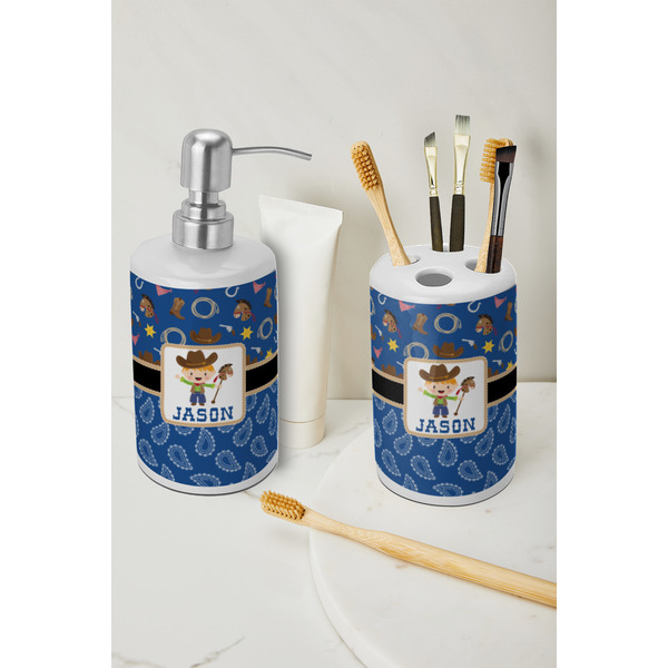 Blue Western Ceramic Bathroom Accessories - LIFESTYLE (toothbrush holder & soap dispenser)