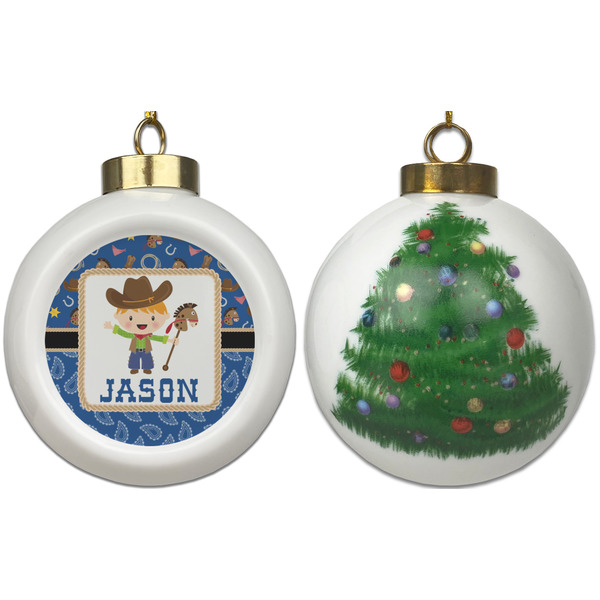 Blue Western Ceramic Christmas Ornament - X-Mas Tree (APPROVAL)